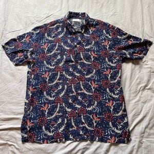SCOTCH & SODA Mens Shirt Size XXL Blue Floral Print Short Sleeve Button Up